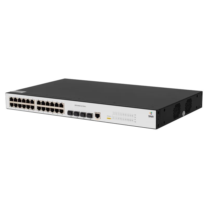 Фото Коммутатор POE управляемый гигабитный уровня 2, 24 порта 10/100/1000Base-T с поддержкой PoE, 4 порта 100/1000BASE-X (SFP), бюджет POE 370W