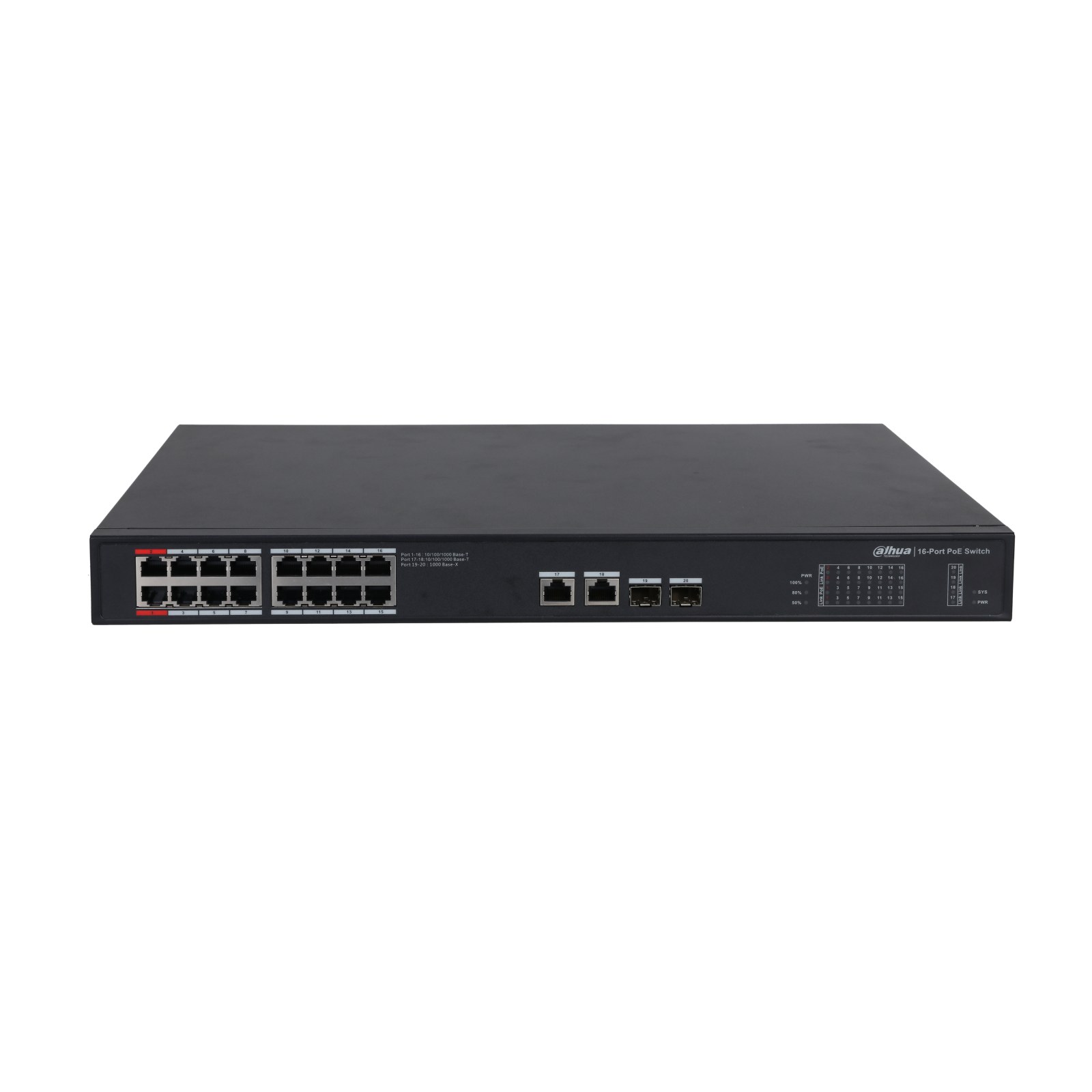 Фото Коммутатор Dahua DH-PFS3220-16GT-240, 16×1 Гбит/с + 2×1 Гбит/с SFP, неуправляемый
