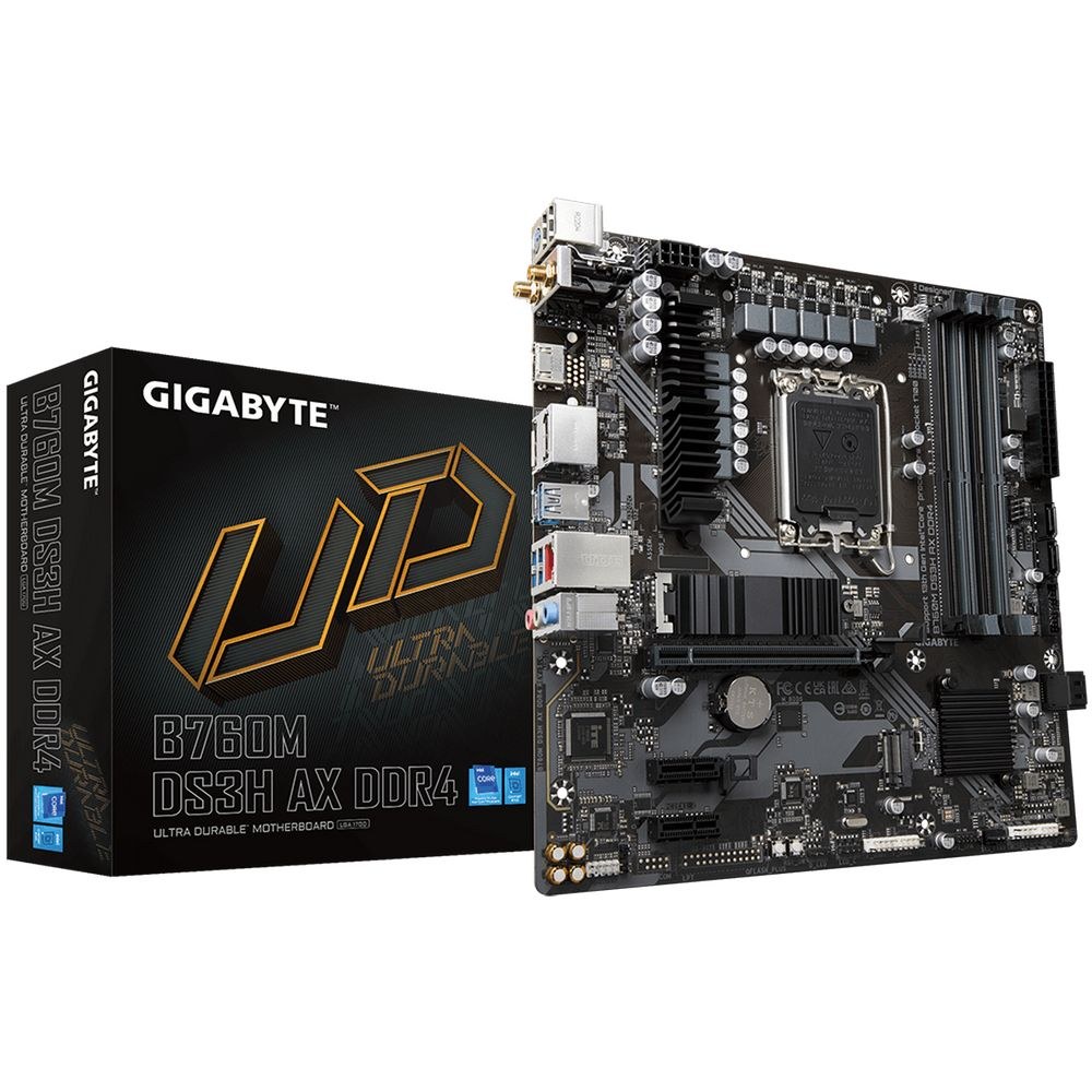 Фото Материнская плата Gigabyte B760M D3HP WIFI6, LGA1700, B760, 4*DDR5, 4*SATA, 2*M.2, 3*USB 3.2, 2*USB 2.0, 1*PCIx16, 2*PCIx1, D-Sub+HDMI+DP, mATX RTL