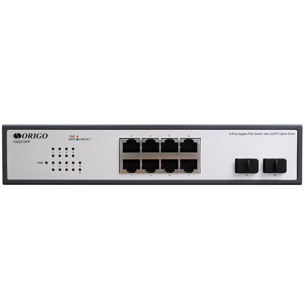 Фото Коммутатор неуправляемый PoE ORIGO Unmanaged Switch 8x1000Base-T PoE, 2x1000Base-X SFP, PoE Budget 120W, 19" w/brackets