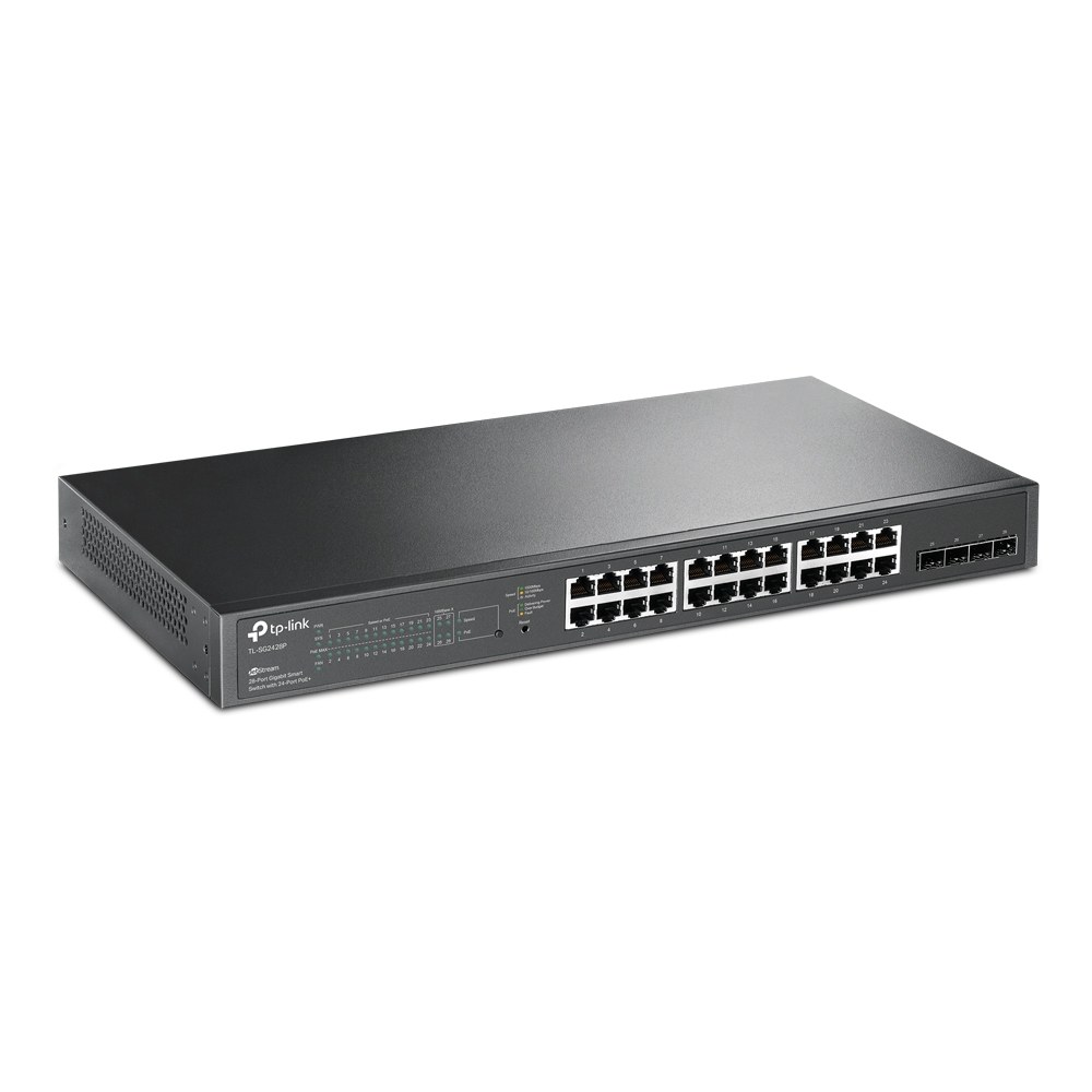 Фото Коммутатор TP-Link TL-SG2428P JetStream гигабитный Smart коммутатор на 24 порта PoE+ и 4 SFP-слота SMB