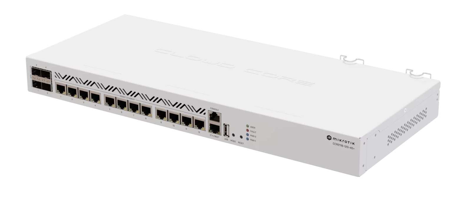 Фото Маршрутизатор Mikrotik CCR2116-12G-4S+, 13×1 Гбит/с + 4×10 Гбит/с SFP+, управляемый