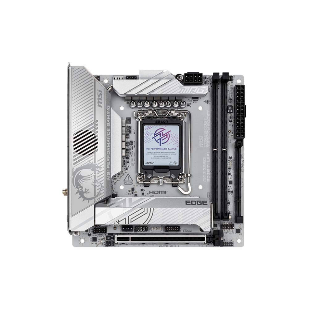 Фото Материнская плата MSI MPG Z890I EDGE TI WIFI, LGA 1851, Intel Z890, 2xDDR5, 2xSATA, 4xM.2, 1xPCIe 5.0 x16, 1xHDMI, 2xThunderbolt 4, 1xUSB-C, 1x 5Gb LAN, 7xUSB-A 10Gbps, 2xUSB-A 5Gbps, 1xUSB-C 20Gbps, 7.1, 2x3.5 мм, TOSLINK, Mini-ITX