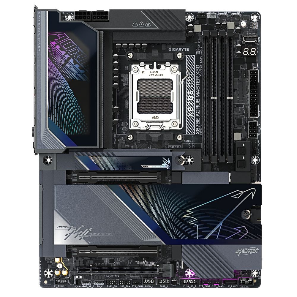 Фото Материнская плата Gigabyte X870E A MASTER X Socket AM5 AMD X870E 4xDDR5 ATX AC`97 8ch(7.1) 1P 10Gigabit + 1P 5Gigabit RAID+HDMI
