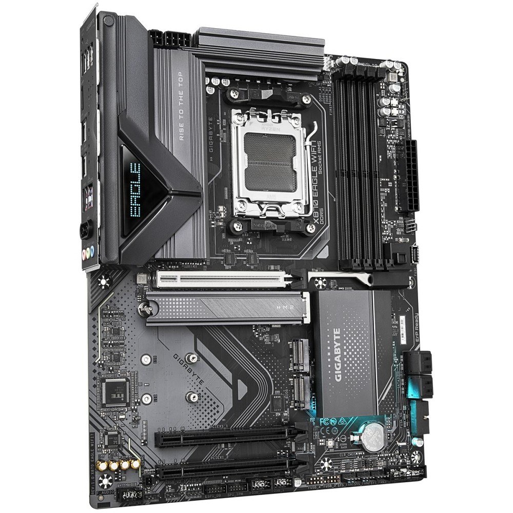 Фото Материнская плата Gigabyte X870 EAGLE WIFI7, AM5, AMD X870, 4xDDR5, 4xSATA, 3xM.2, 1xPCI-E 5.0 x16, 2xPCI-E 3.0 x1, 1xHDMI, 1xUSB-C (DP), 1x 2.5Gb LAN, 4xUSB-A 2.0, 3xUSB-A 3.2 Gen 1, 1xUSB-A 3.2 Gen 2, 2xUSB-C 3.2 Gen 2 (USB4), 3x3.5 мм, 7.1, ATX