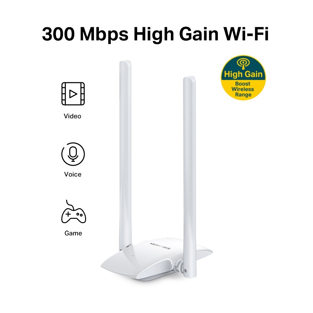 Фото Сетевой адаптер WiFi Mercusys MW300UH USB 2.0 (ант.внеш.несъем.) 2ант.