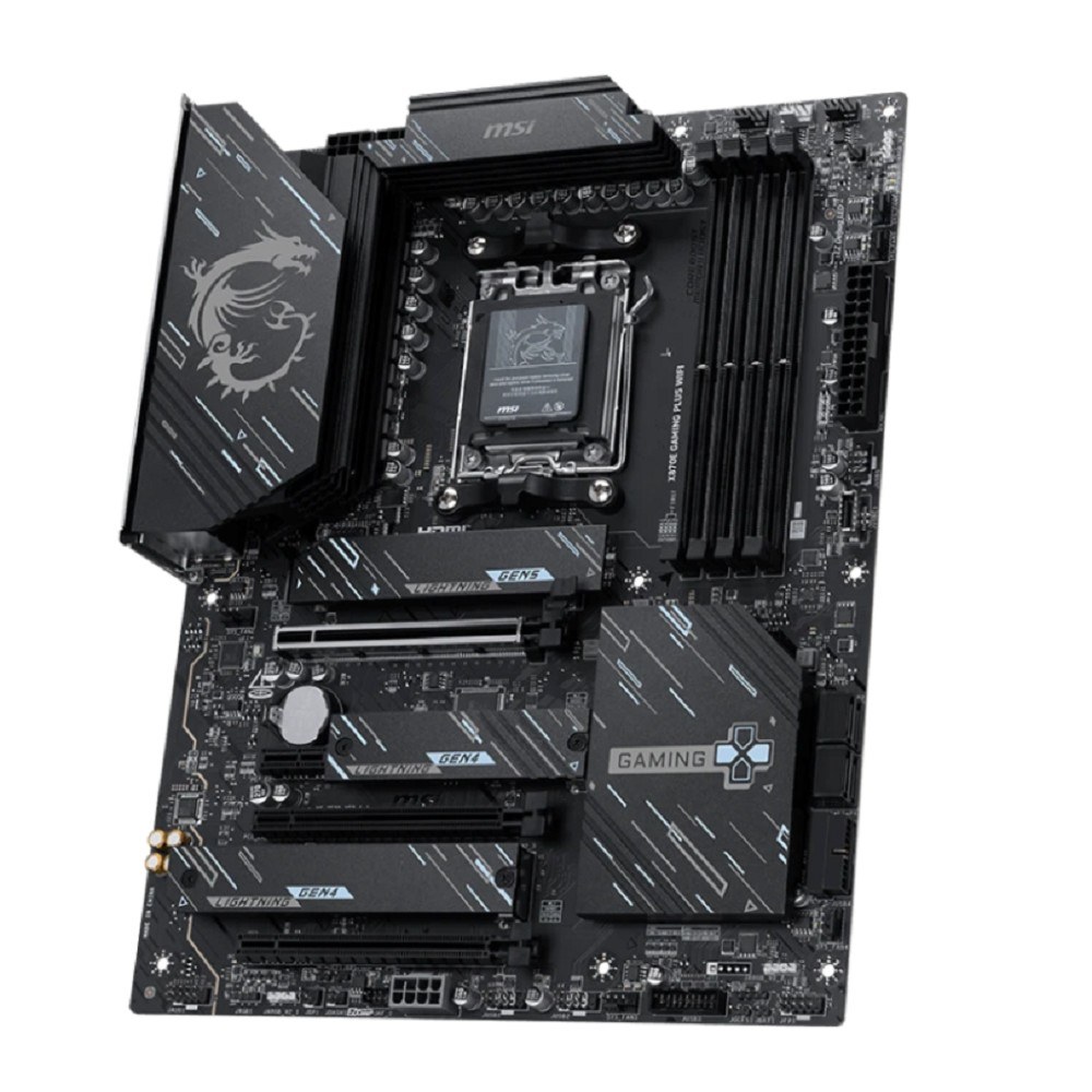 Фото Материнская плата MSI X870E GAMING PLUS WIFI, AM5, AMD X870E, 4xDDR5, 4xSATA, 3xM.2, 1xPCIe 5.0 x16, 1xPCIe 4.0 x4, 2xPCIe 3.0 x1, 1xHDMI, 1xUSB Type-C, 1x5Gb LAN, Wi-Fi 7, Bluetooth 5.4, 2xUSB-C 20Gbps, 1xUSB-C 40Gbps, 2xUSB-A 5Gbps, 2xUSB-A 10Gbps, 4xUS