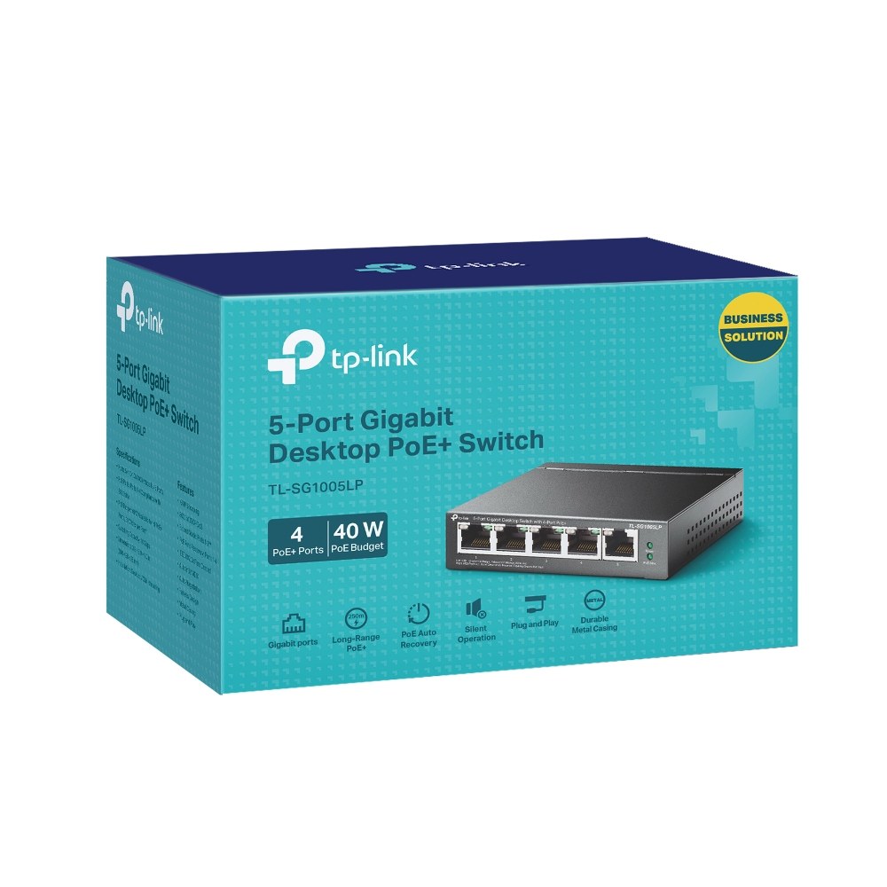 Фото Коммутатор TP-Link 5-Port Gigabit Unmanaged Switch with 4-Port PoE+, metal case, desktop mount, PoE budget 40W.