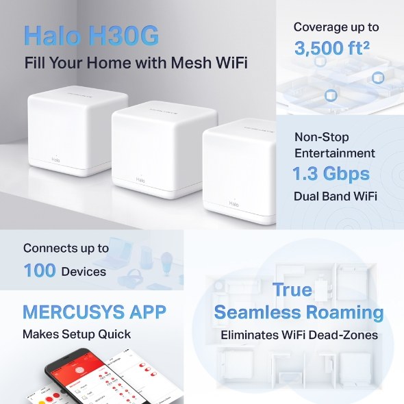 Фото Mesh-система Mercusys Halo H30G (2 шт.) AC1300
