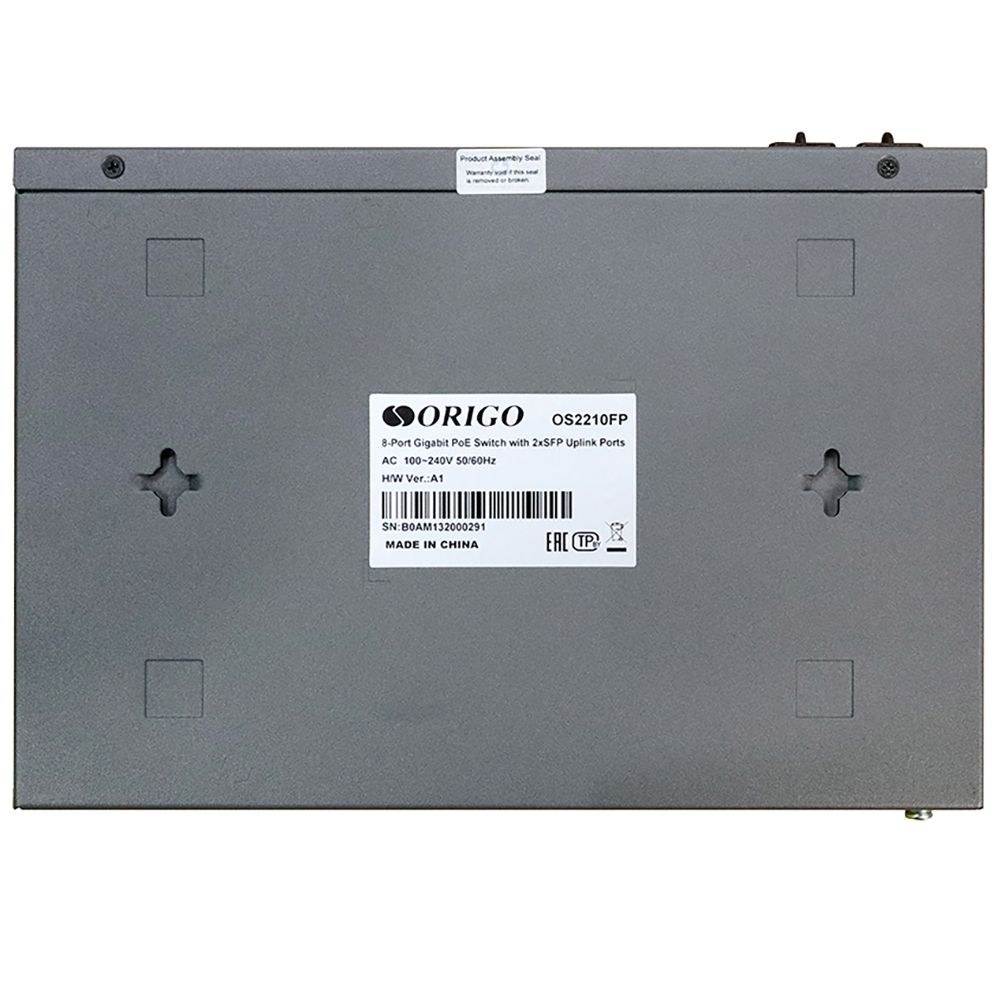 Фото Коммутатор неуправляемый PoE ORIGO Unmanaged Switch 8x1000Base-T PoE, 2x1000Base-X SFP, PoE Budget 120W, 19" w/brackets