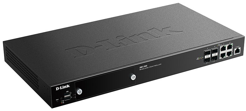 Фото Коммутатор D-Link DWC-2000/A2A, WLAN Controller with 4 100/1000Base-T/combo-SFP ports, manage up to 64/256 Unified APs. 4x 10/100/1000 BASE-T GE/SFP Ports, 2x USB 2.0 Ports, Slot for hard disk drive module, 1x