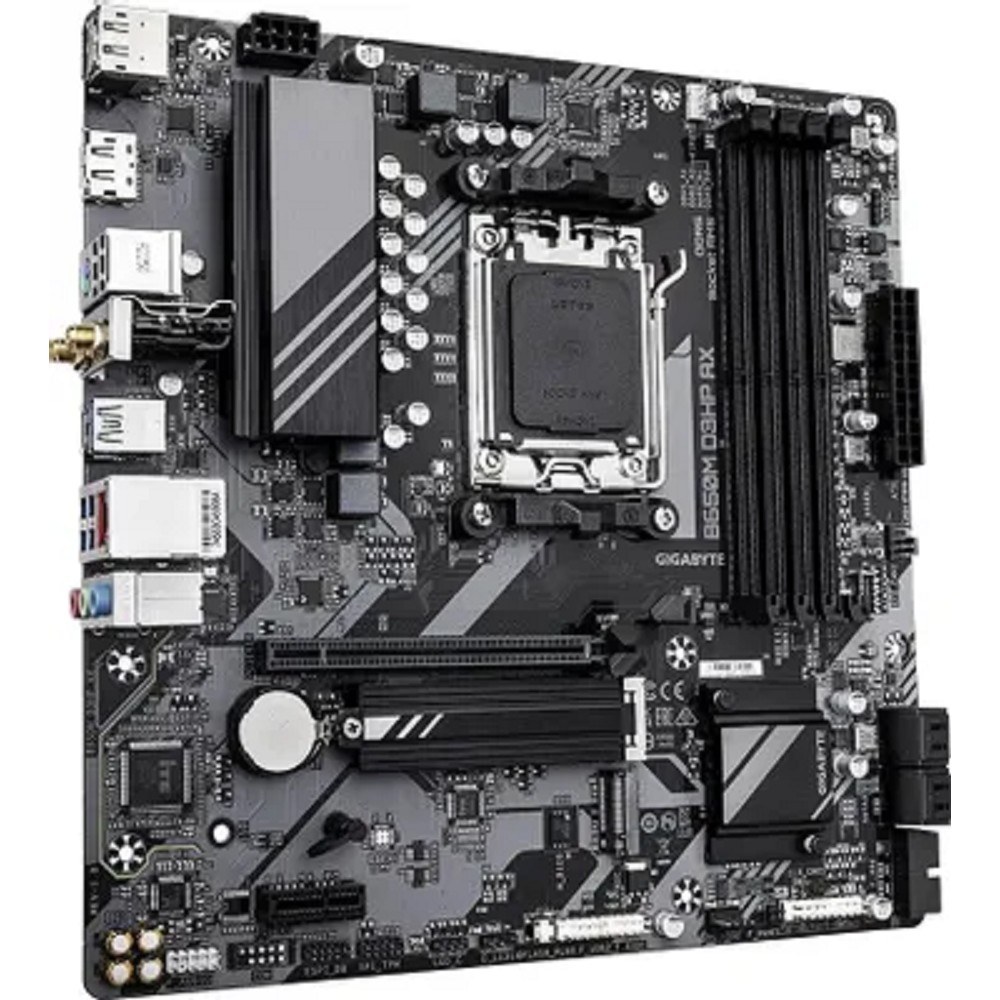 Фото Материнская плата Gigabyte B650M D3HP AX (V1.2), AM5, AMD B650, 4xDDR5, 4xSATA, 2xM.2, 1xPCI-E 4.0 x16, 1xPCI-E 4.0 x1, 3xUSB-A 3.2 Gen 1, 1xUSB-C 3.2 Gen 2, 1x 2.5Gb LAN, 3x3.5 мм, 7.1, Micro-ATX