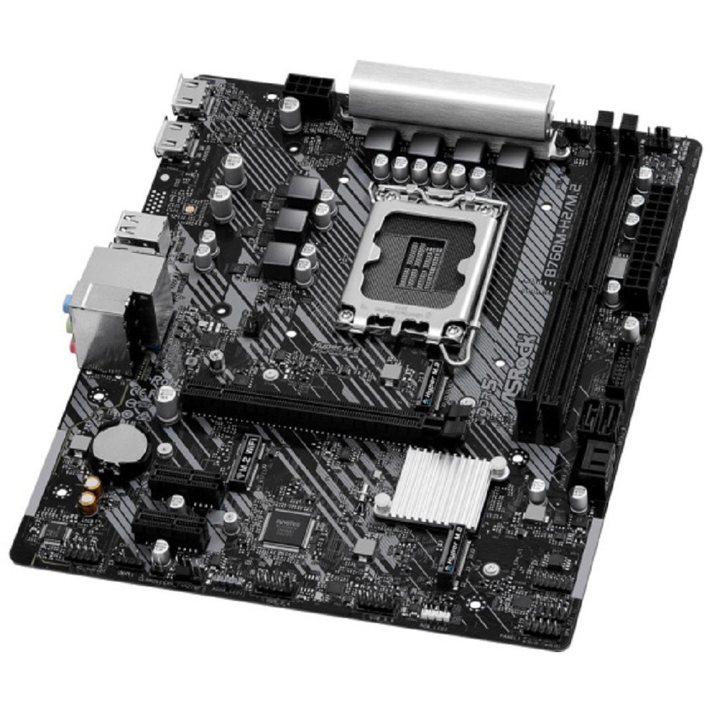Фото Материнская плата ASRock B760M-H2/M.2, LGA 1700, Intel B760, 2xDDR5, 4xSATA, 2xM.2, 1xPCIe 4.0 x16, 2xPCIe x1, 2xHDMI, 1x2.5Gb LAN, 2xUSB-A 3.2 Gen 1, 3xUSB 2.0, 3x3.5 мм, 7.1, mATX