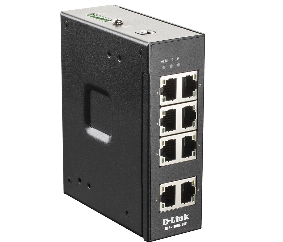 Фото Коммутатор D-Link DIS-100G-5PSW/A1A Промышленный неуправляемый коммутатор с 4 портами 10/100/1000Base-T, 1 портом 1000Base-X SFP, функцией энергосбере
