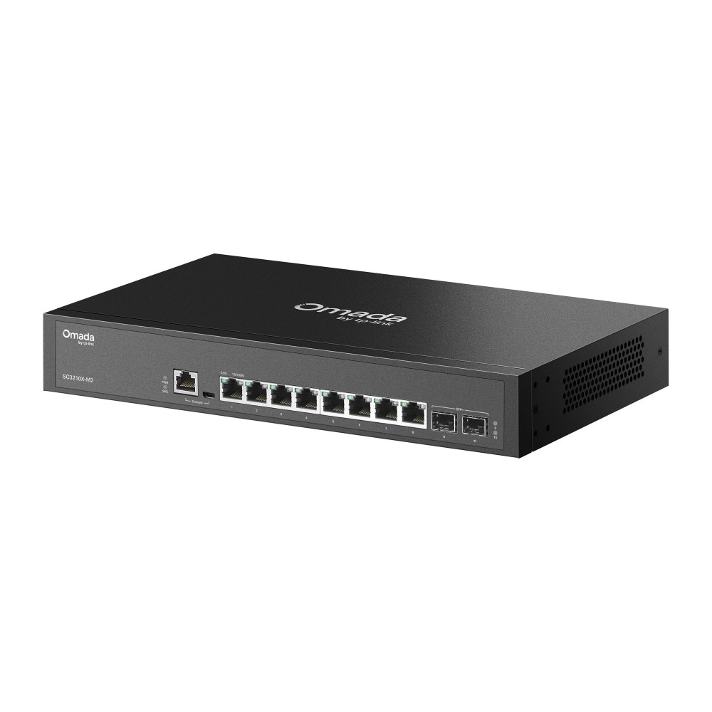 Фото Коммутатор управляемый TP-Link SG3210X-M2 Omada уровня 2+ с 8 портами 2,5 Гбит/с и 2 портами SFP+, 1U, монтируется в 13-дюймовую стойку