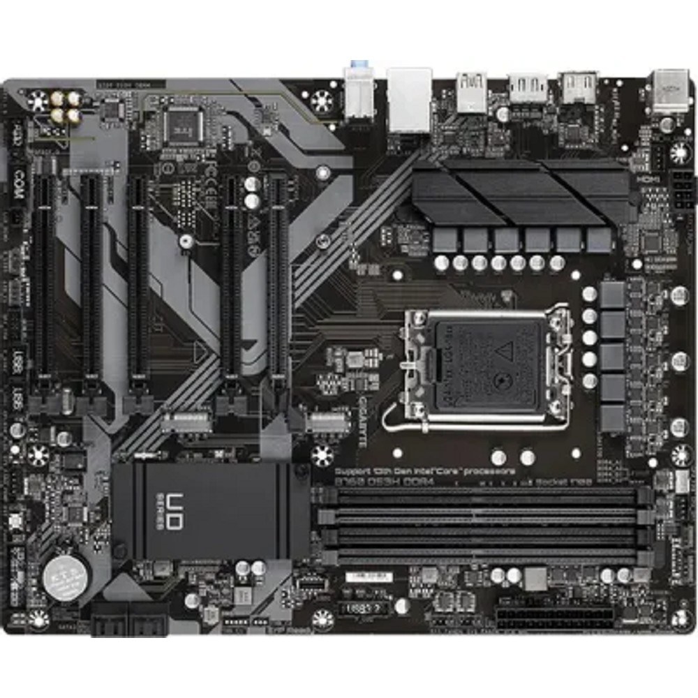 Фото Материнская плата Gigabyte B760 DS3H DDR4, LGA 1700, Intel B760, 4xDDR4, 4xSATA, 2xM.2, 1xPCIe 4.0 x16, 4xPCIe 3.0 x1, 1xHDMI, 1xDP, 1x 1Gb LAN, 1xUSB 3.2 Gen 2, 1xUSB 3.2 Gen 2x2, 4xUSB 2.0, 3x3.5 мм, 7.1, ATX
