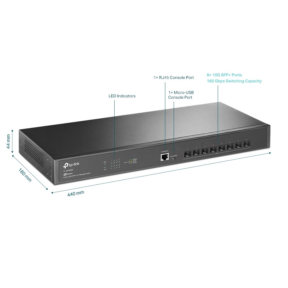 Фото Коммутатор Fully managed switch with full 8-port 10G fiber ports and 160 Gbps switching capacity