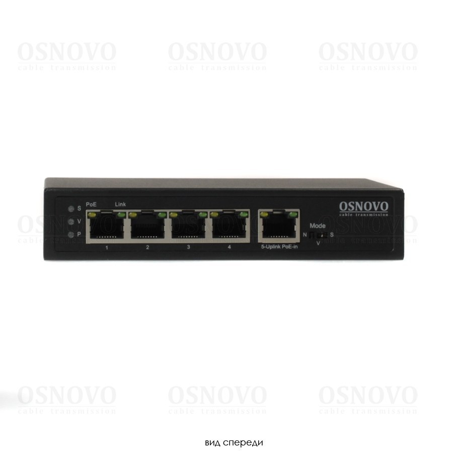 Фото Коммутатор OSNOVO SW-8050/D, 4×1 Гбит/с PoE + 1×1 Гбит/с, неуправляемый