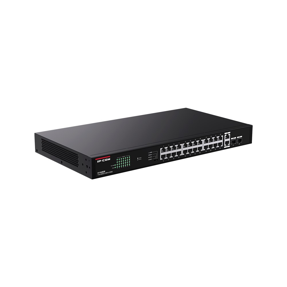 Фото Коммутатор IP-COM G1128P-24-250W, 24×1 Гбит/с PoE + 2×1 Гбит/с + 2×1 Гбит/с SFP, неуправляемый