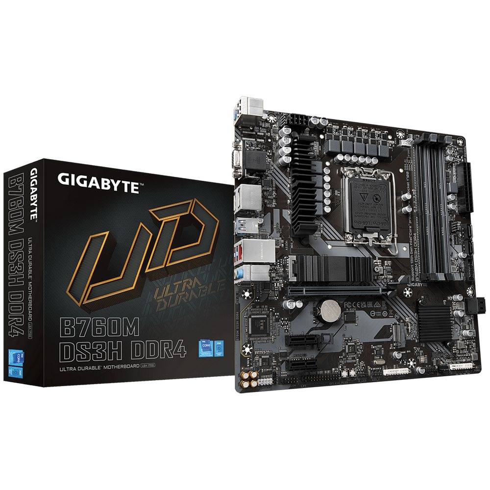 Фото Материнская плата Gigabyte B760M D3HP WIFI6, LGA1700, B760, 4*DDR5, 4*SATA, 2*M.2, 3*USB 3.2, 2*USB 2.0, 1*PCIx16, 2*PCIx1, D-Sub+HDMI+DP, mATX RTL