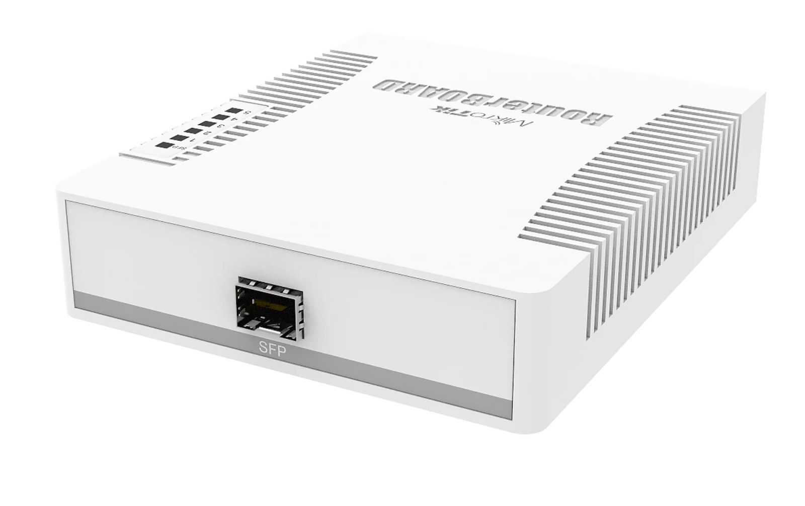 Фото Коммутатор сетевой MikroTik RB260GS RouterBOARD 260GS 5-port Gigabit smart switch with SFP cage, SwOS, plastic case, PSU