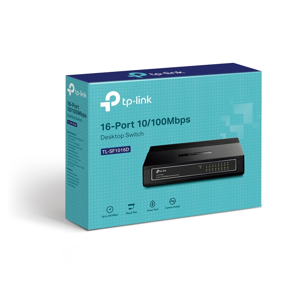 Фото Коммутатор TP-Link SMB TL-SF1016D Коммутатор 16-port 10/100M Desktop Switch, 16 10/100M RJ45 ports, Plastic case