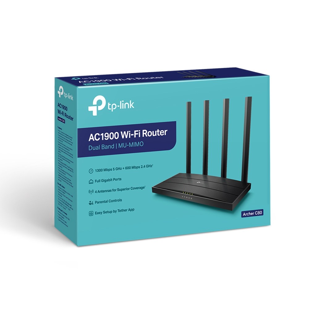 Фото Роутер беспроводной TP-Link Archer C80 AC1900 10/100/1000BASE-TX черный