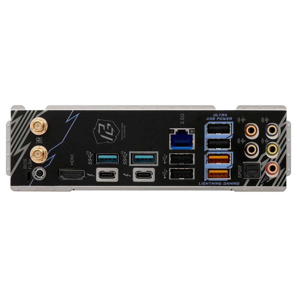 Фото Материнская плата ASRock Phantom Gaming Z890 LIGHTNING WIFI, LGA 1851, Intel Z890, 4xDDR5, 4xSATA, 4xM.2, 1xPCIe 5.0 x16, 1xPCIe 4.0 x4, 1xUSB-C Thunderbolt 4, 2xUSB-A 3.2 Gen 2, 4xUSB-A 3.2 Gen 1, 1xHDMI, 1x2.5Gb LAN, 5x3.5 мм, 7.1, ATX