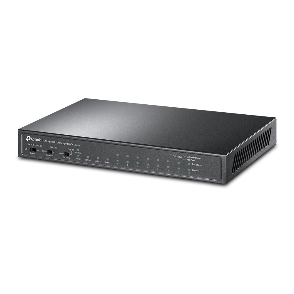 Фото Коммутатор TP-Link 8-port 10/100Mbps Unmanaged PoE switch, 2 Gb RJ45 + 1 Gb SFP uplinks, PoE budget up to 124W