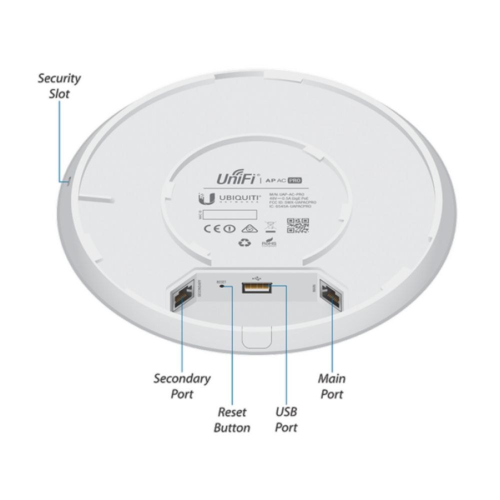 Фото Комплект точек доступа [UAP-AC-PRO-5-EU] Ubiquiti UniFi AP AC Pro (5-pack) из 5ти точек доступа, 2.4/5 ГГц, 3x3 MIMO, до 1300+450 Мбит/с, 2 гигабитных сетевых порта, поддержка питания IEEE 802.3af PoE/802.3at PoE+. Дистанция связи до 122 метров.