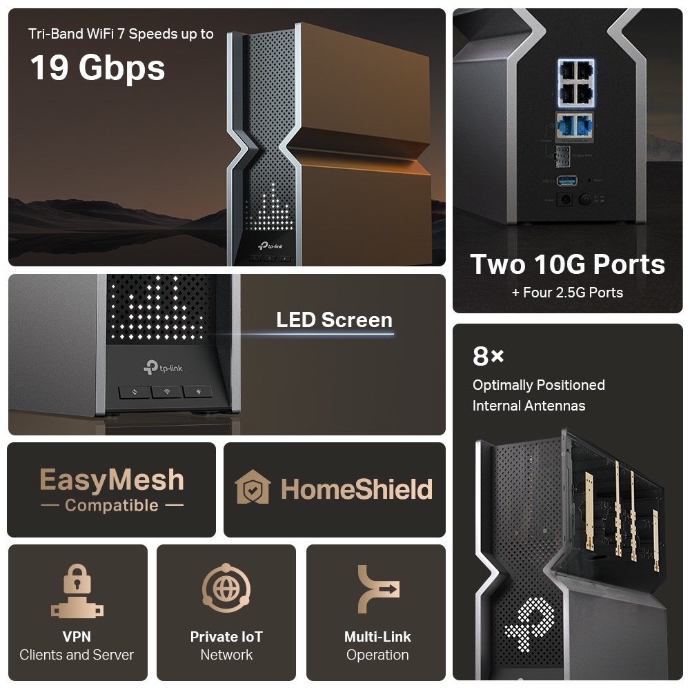 Фото Трехдиапазонный маршрутизатор TP-Link Archer BE800 Wi-Fi 7 BE19000