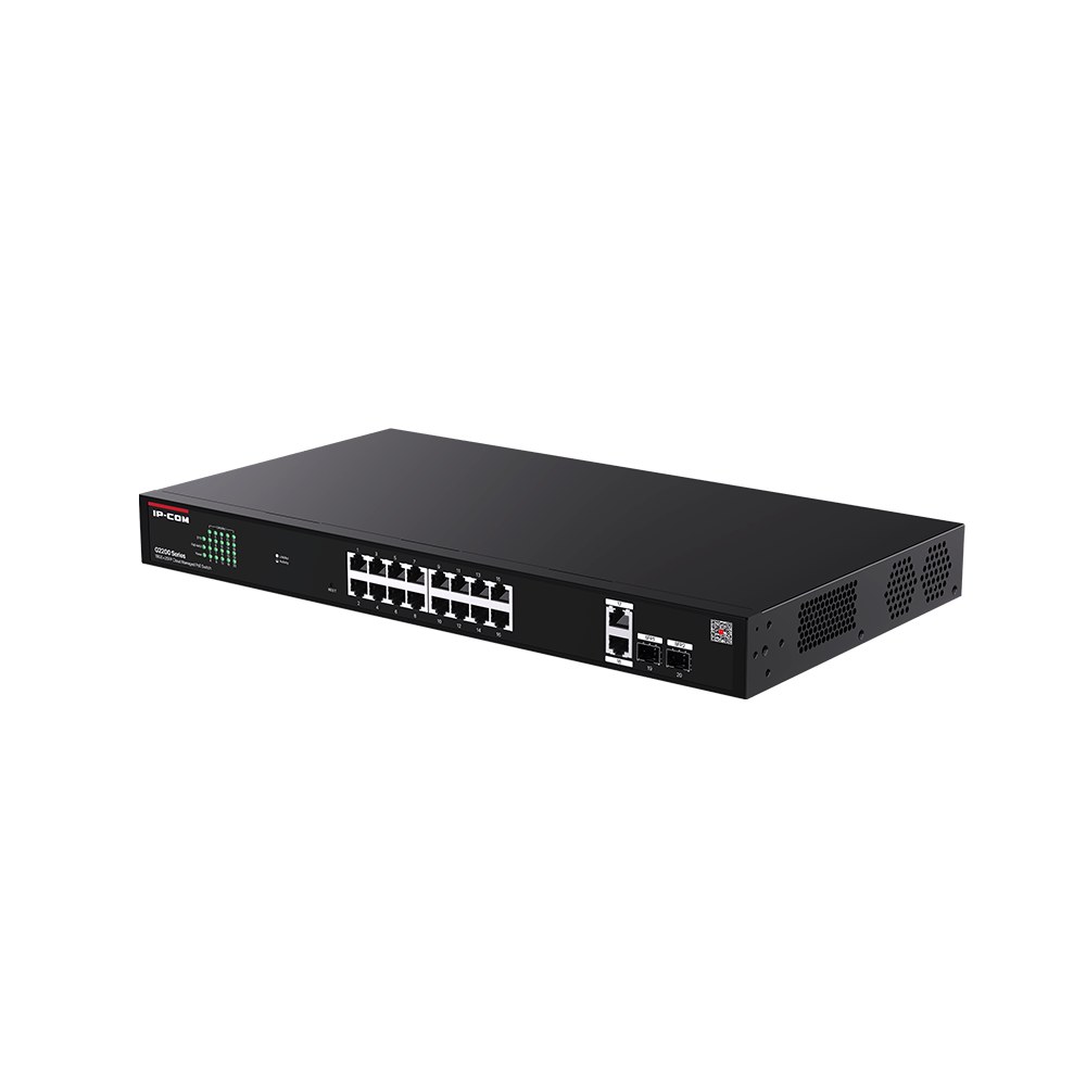 Фото Коммутатор IP-COM G2220P-16-250W, 16×1 Гбит/с PoE + 2×1 Гбит/с + 2×1 Гбит/с SFP, управляемый