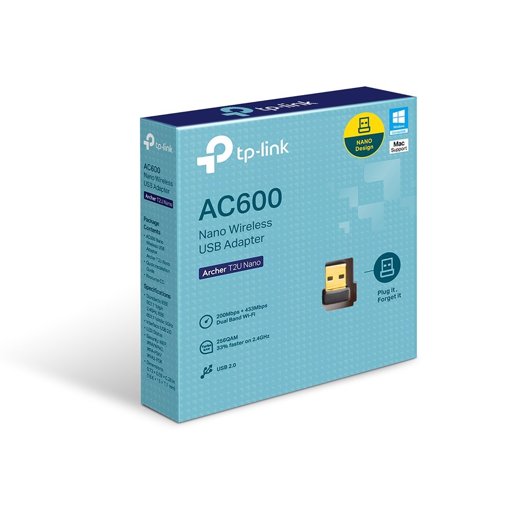 Фото Адаптер TP-Link Archer T2U NANO AC600 Nano Wi-Fi USB-адаптер