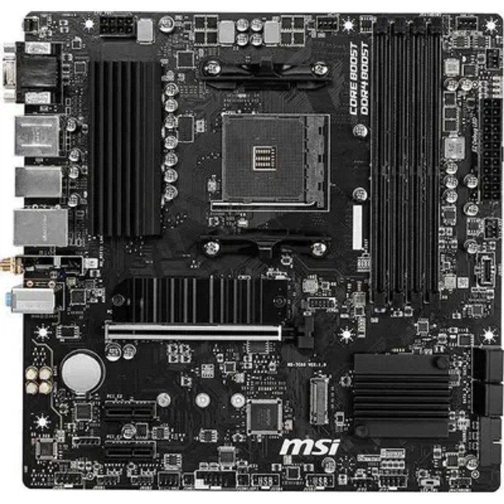 Фото Материнская плата MSI B550M PRO-VDH WIFI, AM4, AMD B550, 4xDDR4, 4xSATA, 2xM.2, 1xPCIe 4.0 x16, 2xPCIe x1, 1xDisplayPort, 1xHDMI, 1xVGA, 1x 1Gb LAN, 2xUSB 2.0, 4xUSB 3.2 Gen 1, 3x3.5 мм, 7.1, mATX