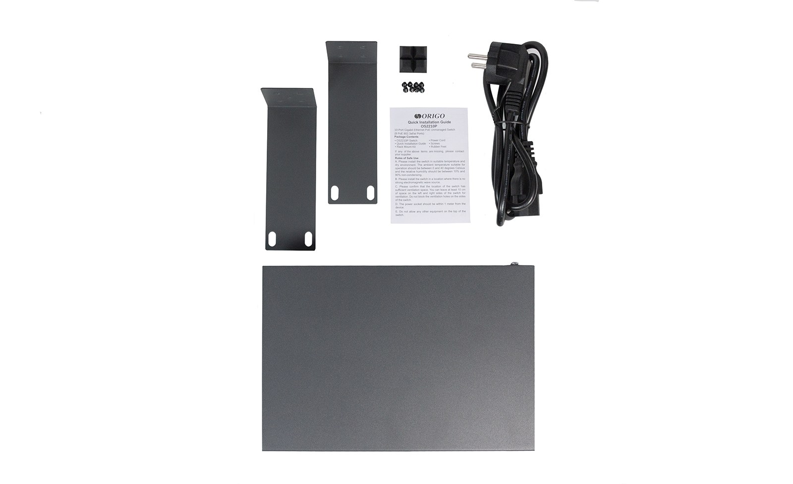 Фото Коммутатор неуправляемый PoE ORIGO Unmanaged Switch 8x1000Base-T PoE, 2x1000Base-T, PoE Budget 120W, Long-range PoE up to 250m, 19" w/brackets