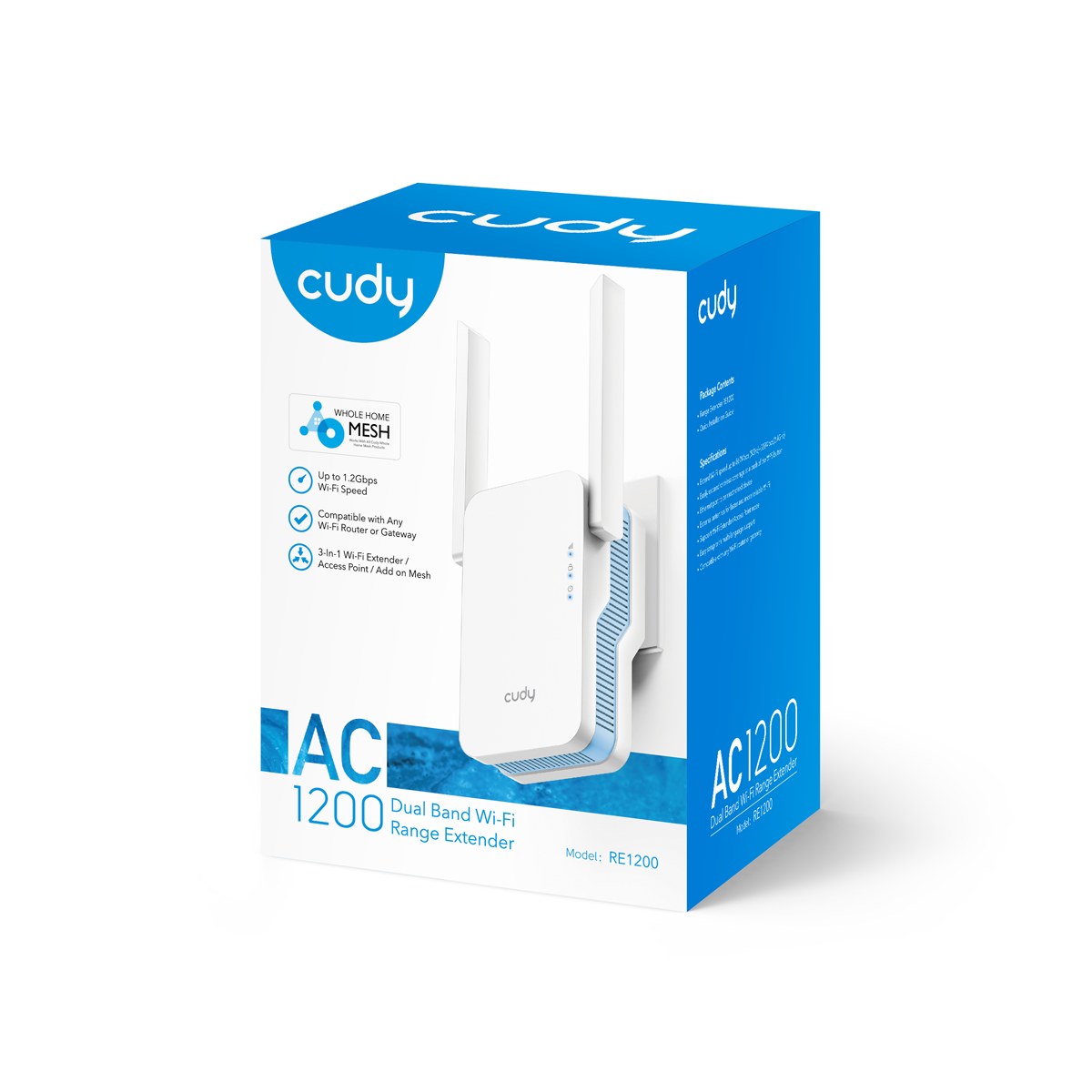 Фото Повторитель беспроводного сигнала Cudy RE1200 AC1200 10/100BASE-TX/Wi-Fi белый
