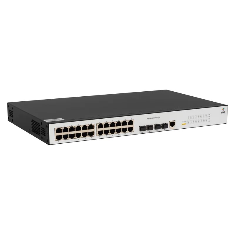 Фото Коммутатор POE управляемый гигабитный уровня 2, 24 порта 10/100/1000Base-T с поддержкой PoE, 4 порта 100/1000BASE-X (SFP), бюджет POE 370W