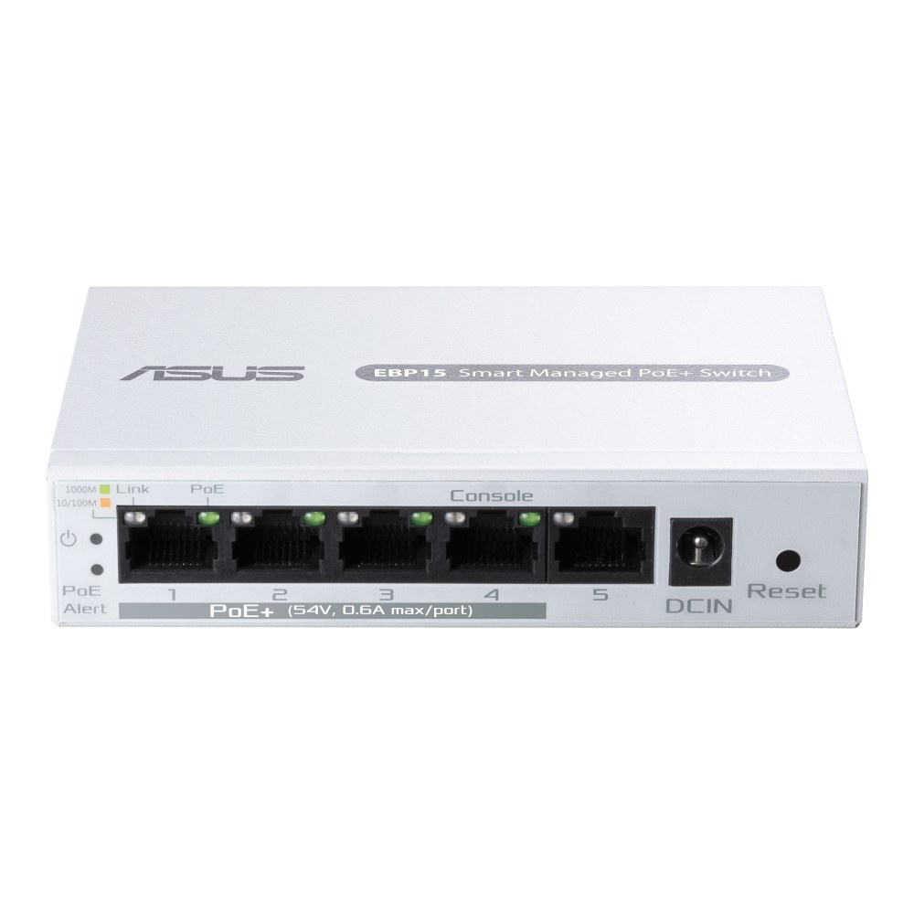 Фото Коммутатор ASUS ExpertWiFi EBP15, 5×1 Гбит/с (4×PoE+), настраиваемый