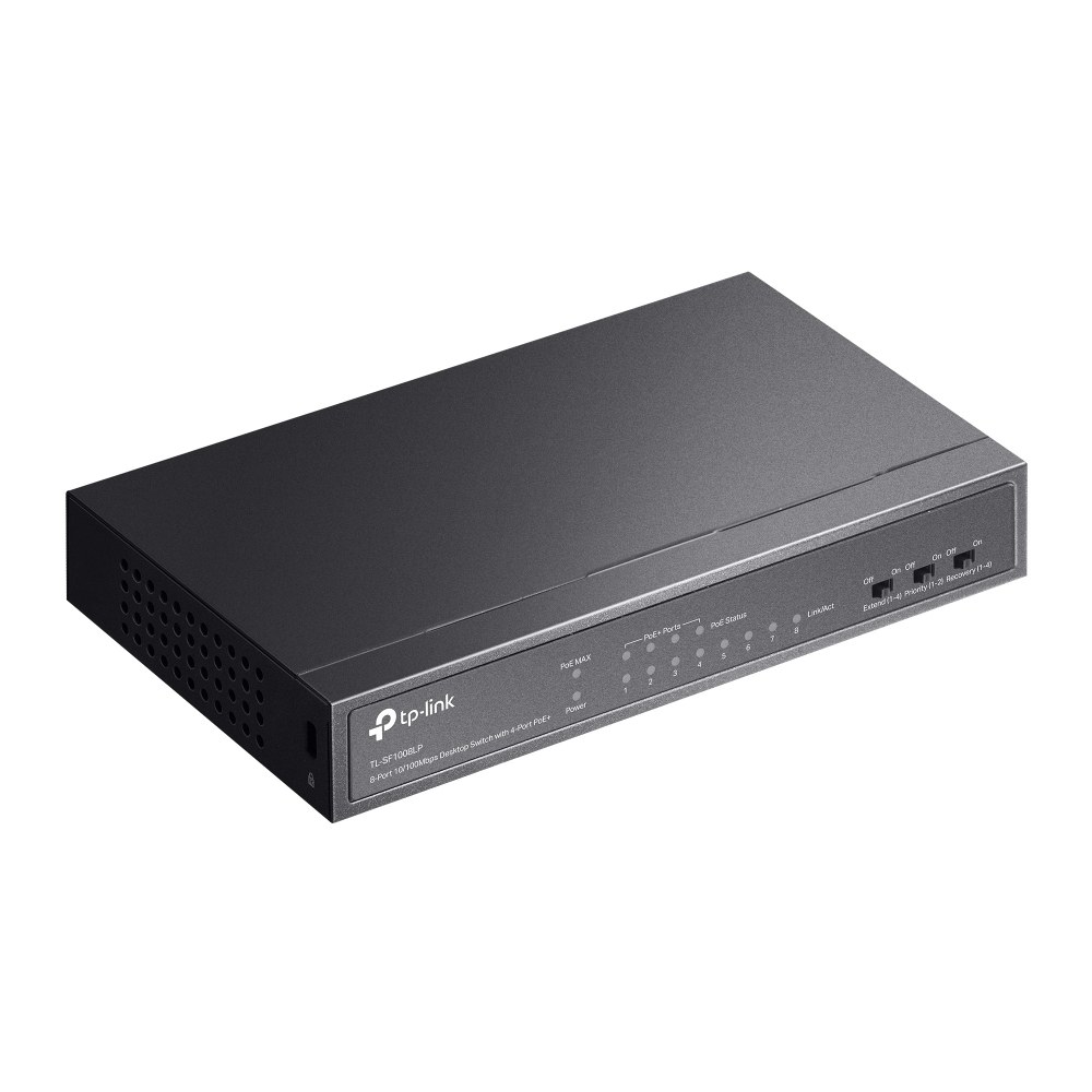 Фото Коммутатор TP-Link 8-Port 10/100Mbps Unmanaged Switch with 4-Port PoE, metal case, desktop mount, PoE budget 41W.