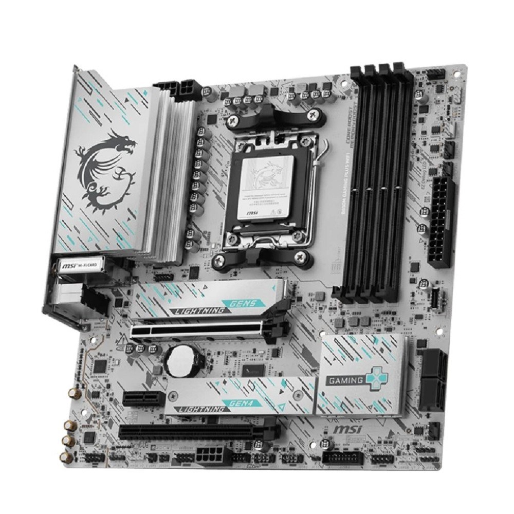 Фото Материнская плата MSI B850M GAMING PLUS WIFI, AM5, AMD B850, 4xDDR5, 4xSATA, 2xM.2, 1xPCIe 5.0 x16, 1xPCIe 4.0 x4, 1xPCIe 3.0 x1, 1xDP, 1xHDMI, 1x5Gb LAN, Wi-Fi 7, Bluetooth 5.4, 3xUSB-C 10Gbps, 3xUSB-A 10Gbps, 3xUSB-A 5Gbps, 3x3.5 мм, 7.1, mATX
