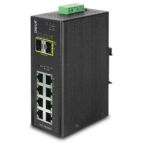 Фото Коммутатор IGS-10020MT индустриальный управляемый коммутатор IP30 Industrial 8* 1000TP + 2* 100/1000F SFP Full Managed Ethernet Switch (-40 to 75 degree C), 1588