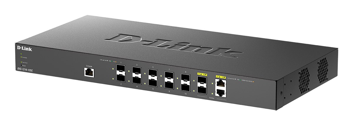 Фото Коммутатор D-Link DXS-1210-12SC/B1A, 10×10 Гбит/с SFP+ + 2×10 Гбит/с Combo, управляемый