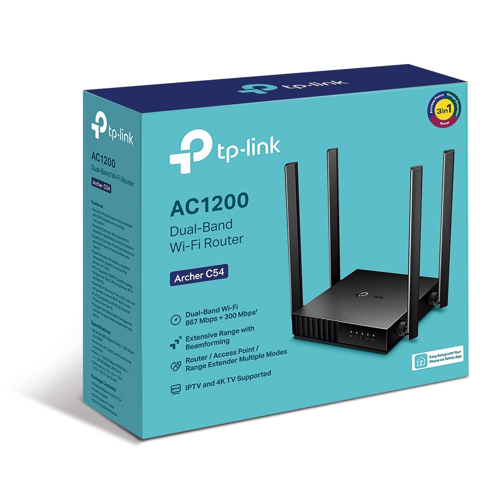 Фото Роутер беспроводной TP-Link Archer C54 AC1200 10/100BASE-TX черный
