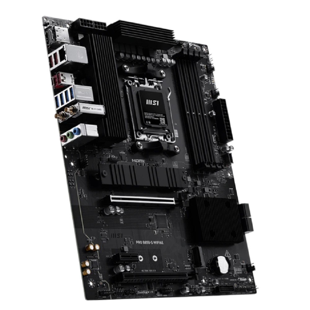 Фото Материнская плата MSI PRO B850-S WIFI6E, AM5, AMD B850, 4xDDR5, 4xSATA, 2xM.2, 1xPCIe 4.0 x16, 1xPCIe 4.0 x4, 1xPCIe 3.0 x1, 1xDP, 1xHDMI, 1x2.5Gb LAN, Wi-Fi 6E, Bluetooth 5.3, 1xUSB-C 10Gbps, 3xUSB-A 10Gbps, 4xUSB-A 5Gbps, 3x3.5 мм, 7.1, ATX