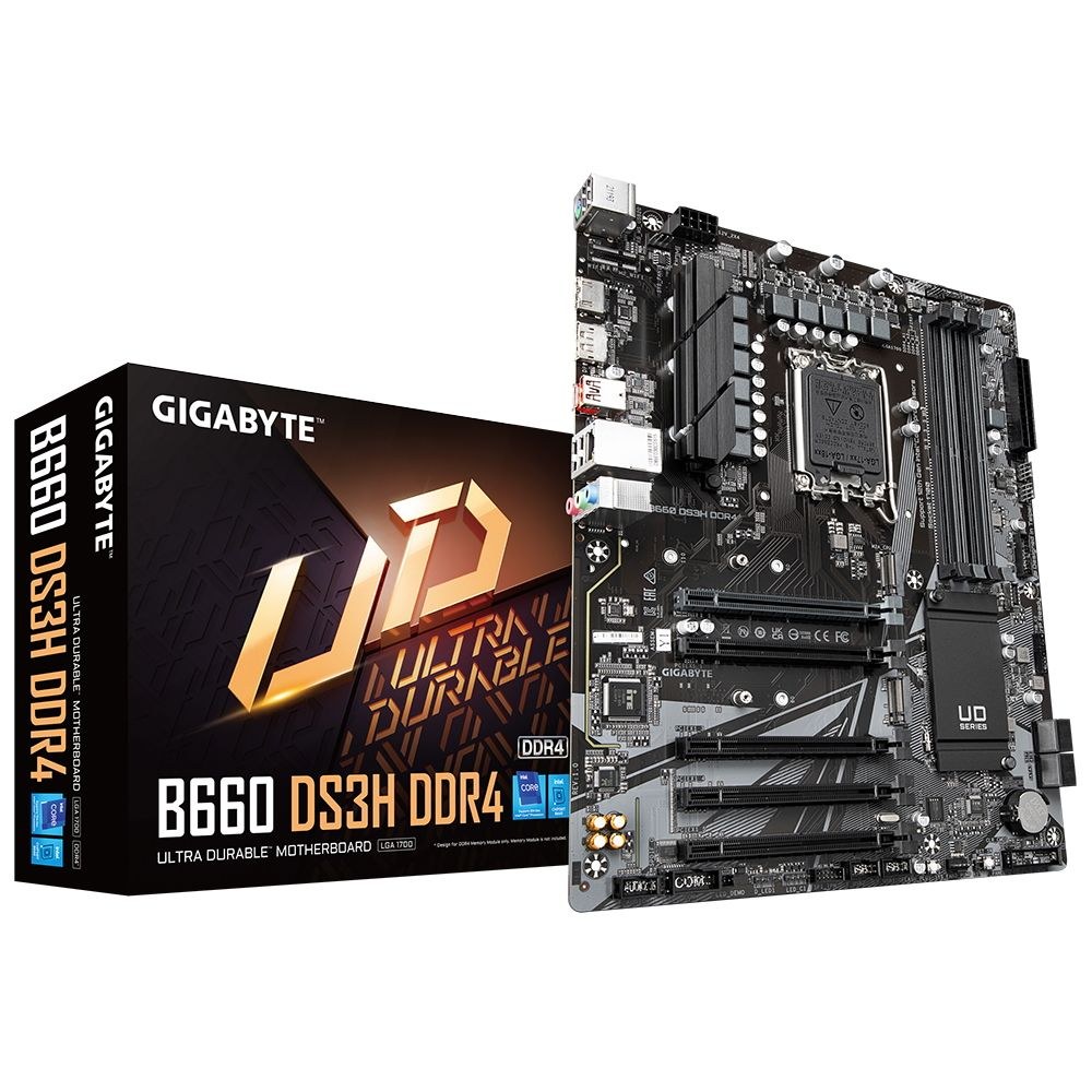 Фото Материнская плата Gigabyte B660 DS3H AX DDR4 Soc-1700 Intel B660 4xDDR4 ATX AC`97 8ch(7.1) GbLAN RAID+HDMI+DP