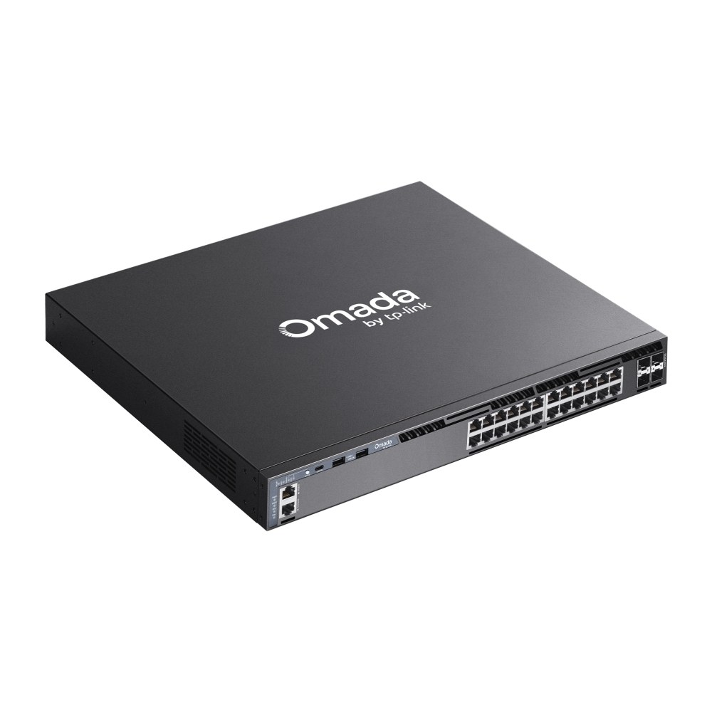 Фото Коммутатор управляемый стекируемый 3 го уровня TP-Link SG6428X Omada с 24 гигабитными портами и 4 портами SFP+