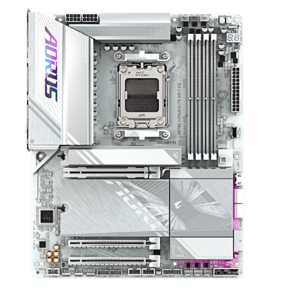 Фото Материнская плата Gigabyte X870E AORUS ELITE WIFI7, AM5, AMD X870E, 4xDDR5, 4xSATA, 4xM.2, 1xPCI-E 5.0 x16, 1xPCI-E 4.0 x4, 1xPCI-E 3.0 x4, 1xHDMI, 1x 2.5Gb LAN, 4xUSB-A 3.2 Gen 1, 2xUSB-A 3.2 Gen 2, 4xUSB-A 2.0, 2xUSB-C 4.0, 2x3.5 мм, 7.1, ATX