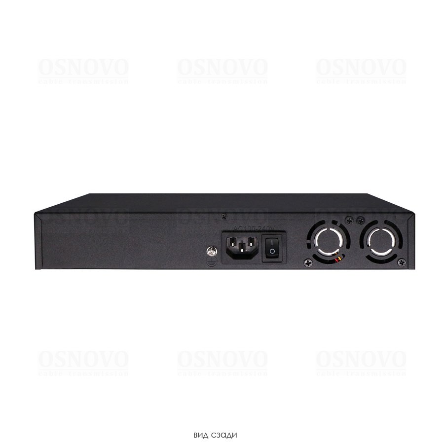 Фото Коммутатор управляемый L2 PoE OSNOVO SW-8182/L(300W) Gigabit Ethernet на 16 RJ45 PoE + 2 x RJ45 + 2 GE SFP портов, до 30W на порт, суммарно до 300W