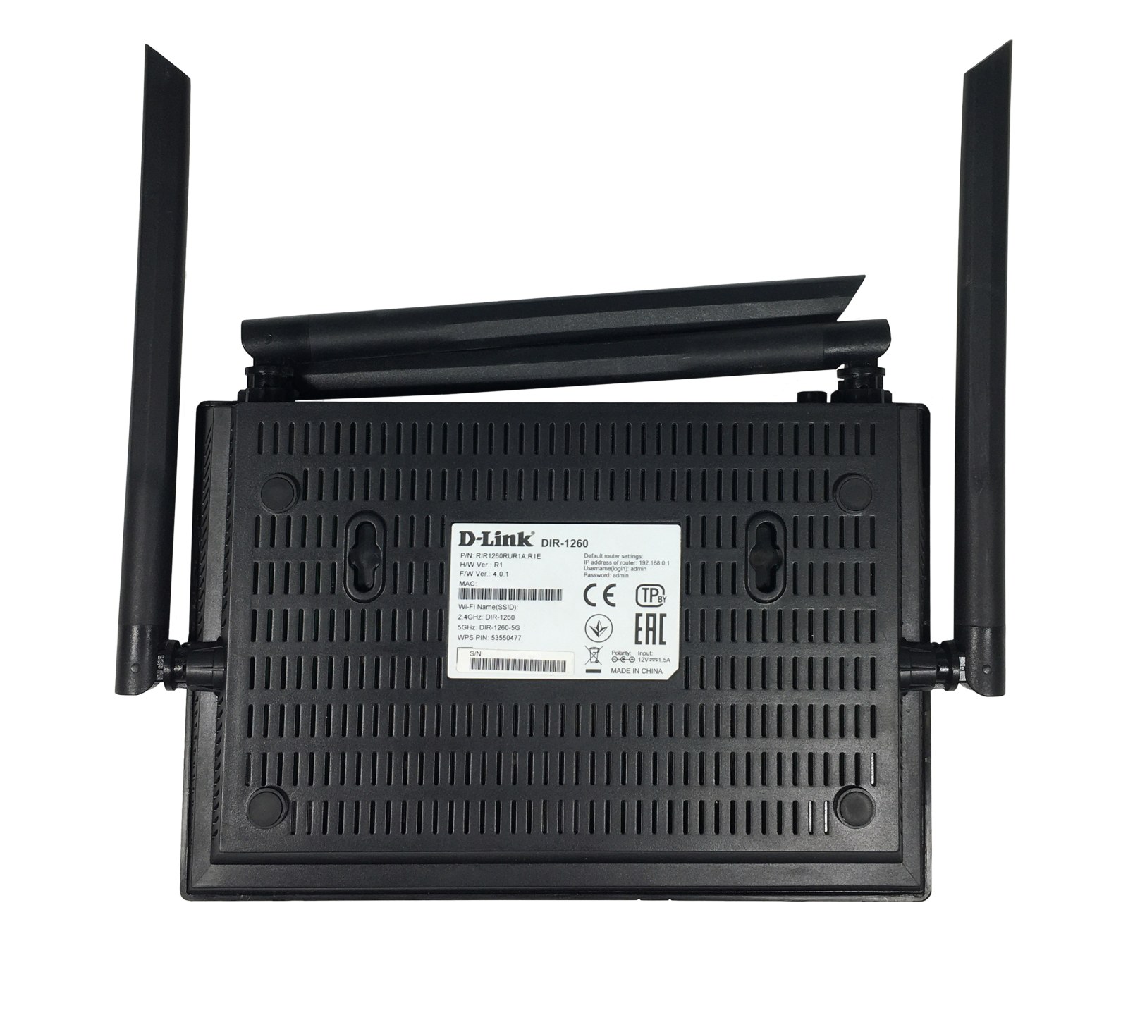 Фото Роутер D-Link DIR-1260/RU/R1A, Wireless AC1200 2x2 MU-MIMO Dual-band Gigabit Router with 1 10/100/1000Base-T WAN port, 4 10/100/1000Base-T LAN ports and 1 USB port.802.11b/g/n/ac compatible, up to 300 Mbps