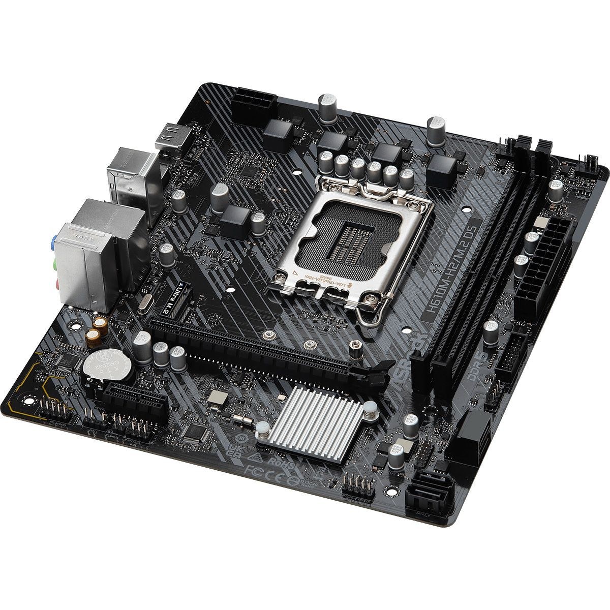 Фото Материнская плата ASRock H610M-H2/M.2, LGA 1700, Intel H610, 2xDDR4, 4xSATA, 1xM.2, 1xPCIe 4.0 x16, 1xPCIe 3.0 x1, 2xHDMI, 1x1Gb LAN, 4xUSB-A 3.2 Gen 1, 2xUSB-A 2.0, 7.1, Micro ATX